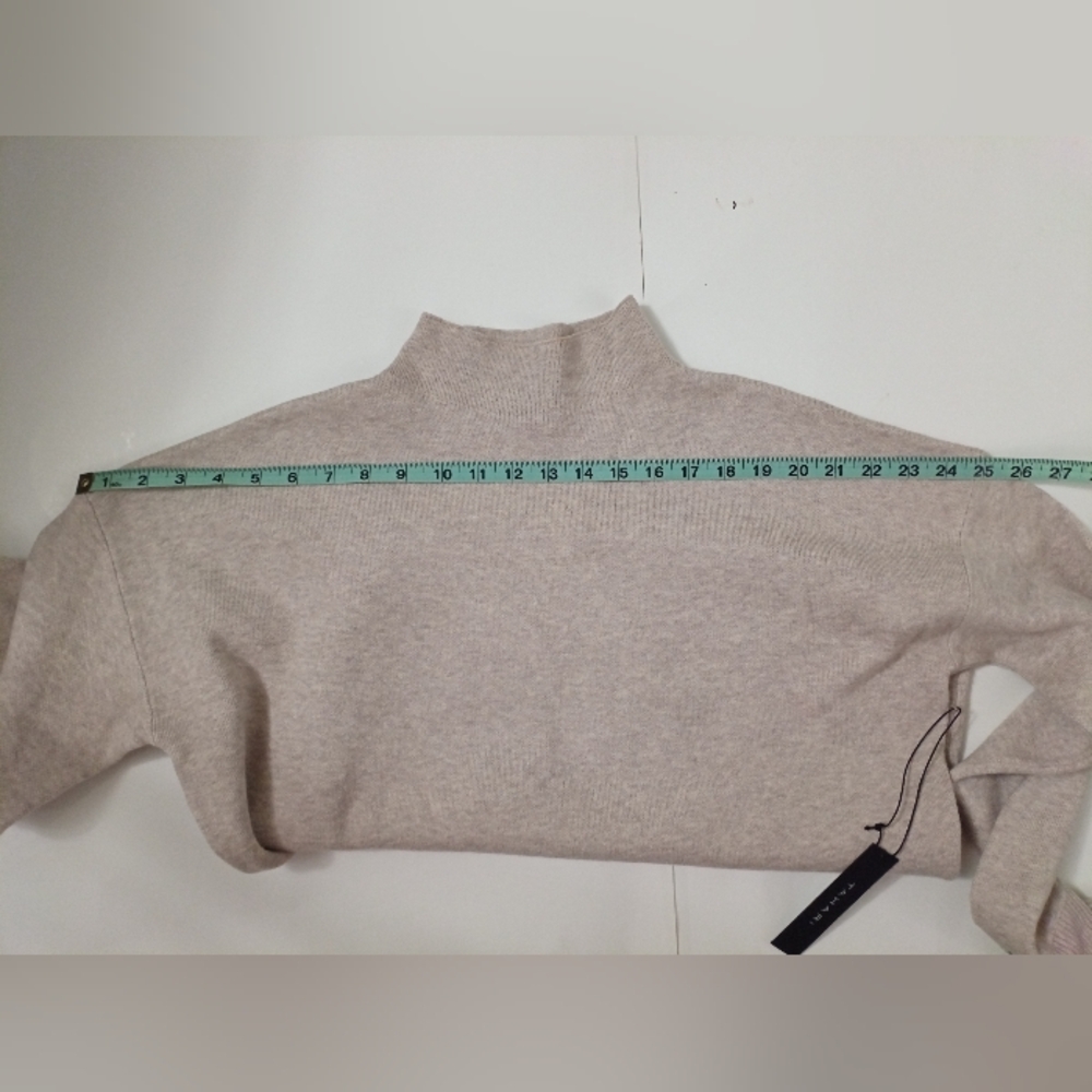 Tahari Women's Beige Turtleneck Long Sleeve Sweater Button Cuff Accents Size XL - Picture 13 of 14